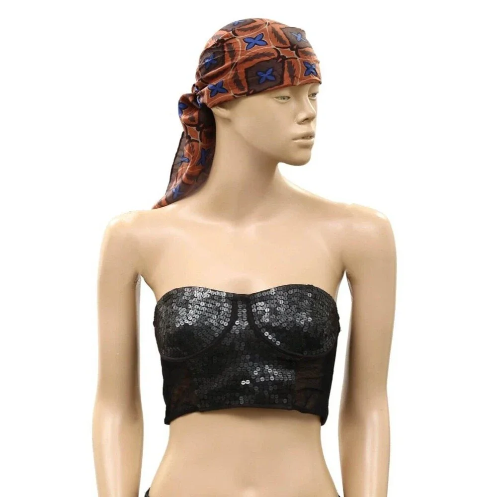 Free People So Silk Printed Bandana Scarf Tube Top Belt Floral Paisley Wrap OS